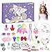 Calendrier de l'Avent 2021 pour fille avec 24 cadeaux uniques – Licorne bijoux pour cheveux, bijoux, bracelet, bagues, sac à main, portefeuille, etc., compte à rebours de Noël