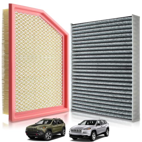 partszen ‎‎‎68223044AA 52022378AA Engine Air Filter & Cabin Air Filter Combo Set for Jeep Cherokee L4 V6 2.4L 3.2L 2014-2018