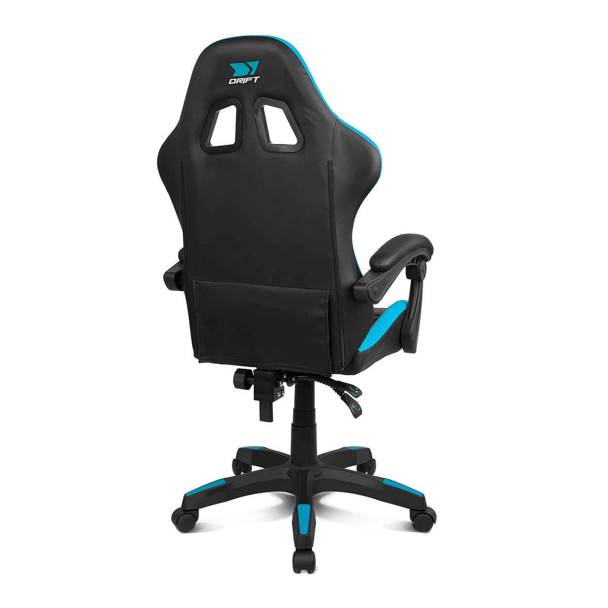 DRIFT GAMING DR35 – Profesjonalny ergonomiczny fotel gamingowy z podparciem lędźwiowym i regulowanymi podłokietnikami 2D, odchylany 135°, ciche koła, tapicerka ze skóry syntetycznej, Czarny/Niebieski