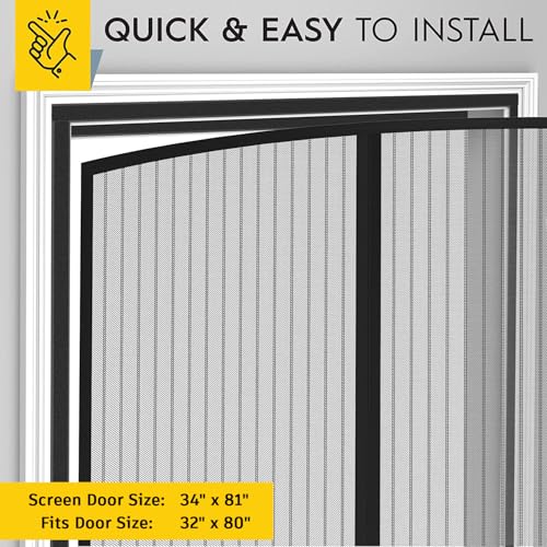 AUGO Magnetic Screen Door - Self Sealing, Heavy Duty, Hands Free Mesh Partition Keeps Bugs Out - Pet and Kid Friendly - Patent Pending Keep Open Feature - 34 Inch x 81 Inch - Thumbnail 5