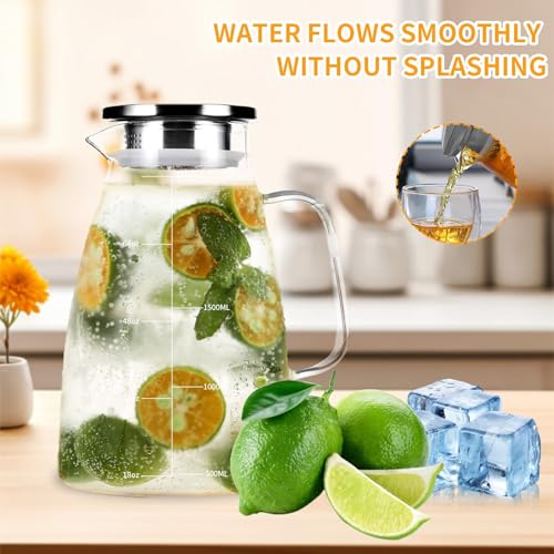 2L Glass Water Jug with Lid, Nozzle, and Cleaning Brush - Transparent Kettle for Cold & Hot Drinks, Ideal for Milk, Coffee, and Iced Tea - Image 6