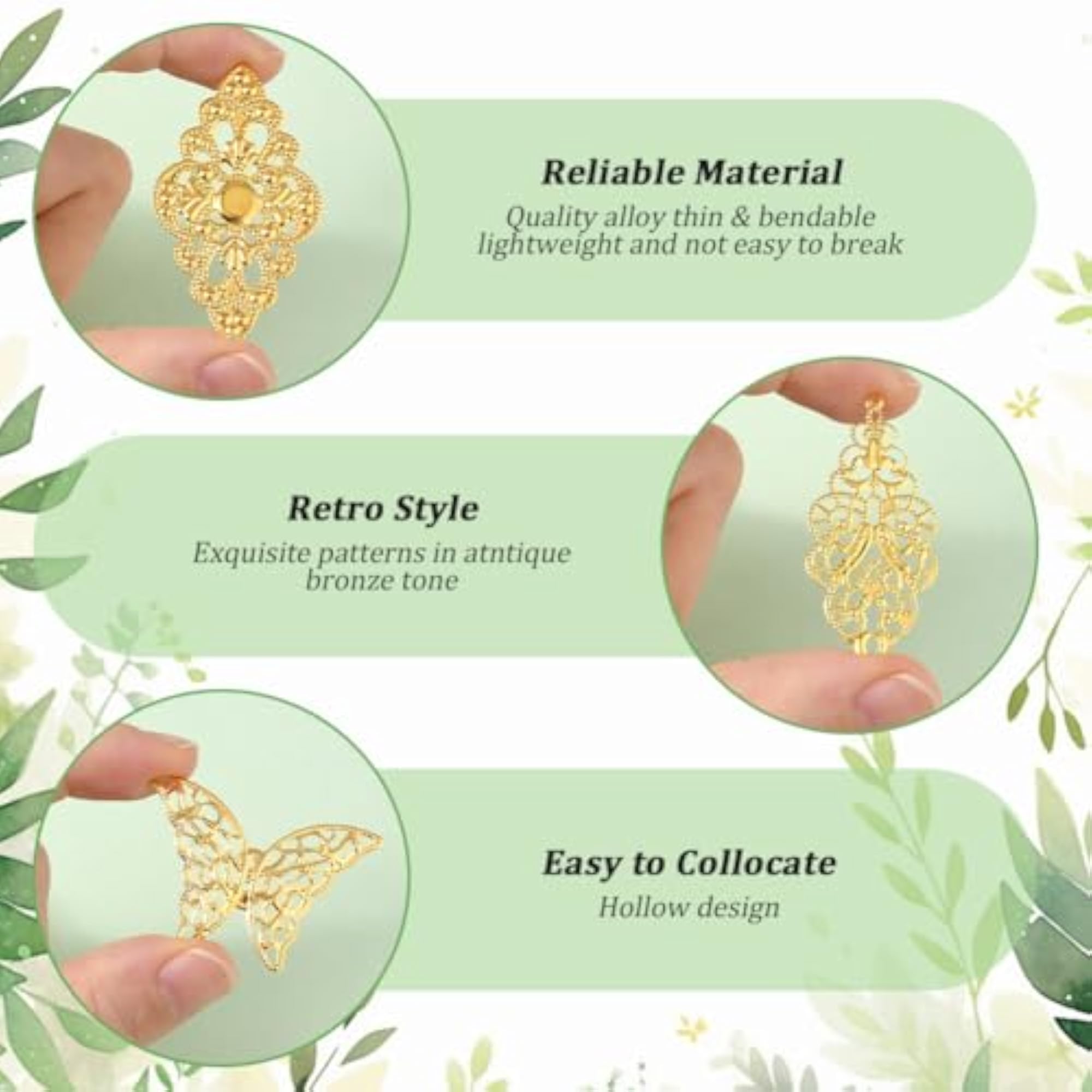 112Pcs Filigree Connector Charms for DIY Jewellery Making