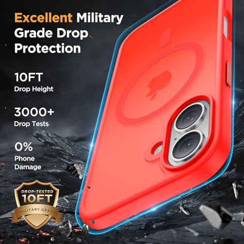 Image of Miracase Magnetic for iPhone 17 Case (Compatible with MagSafe) with Screen Protector Military-Grade Protection, Anti-Fingerprint Translucent Matte Phone Cover for iPhone 17 6.3 inch, Red