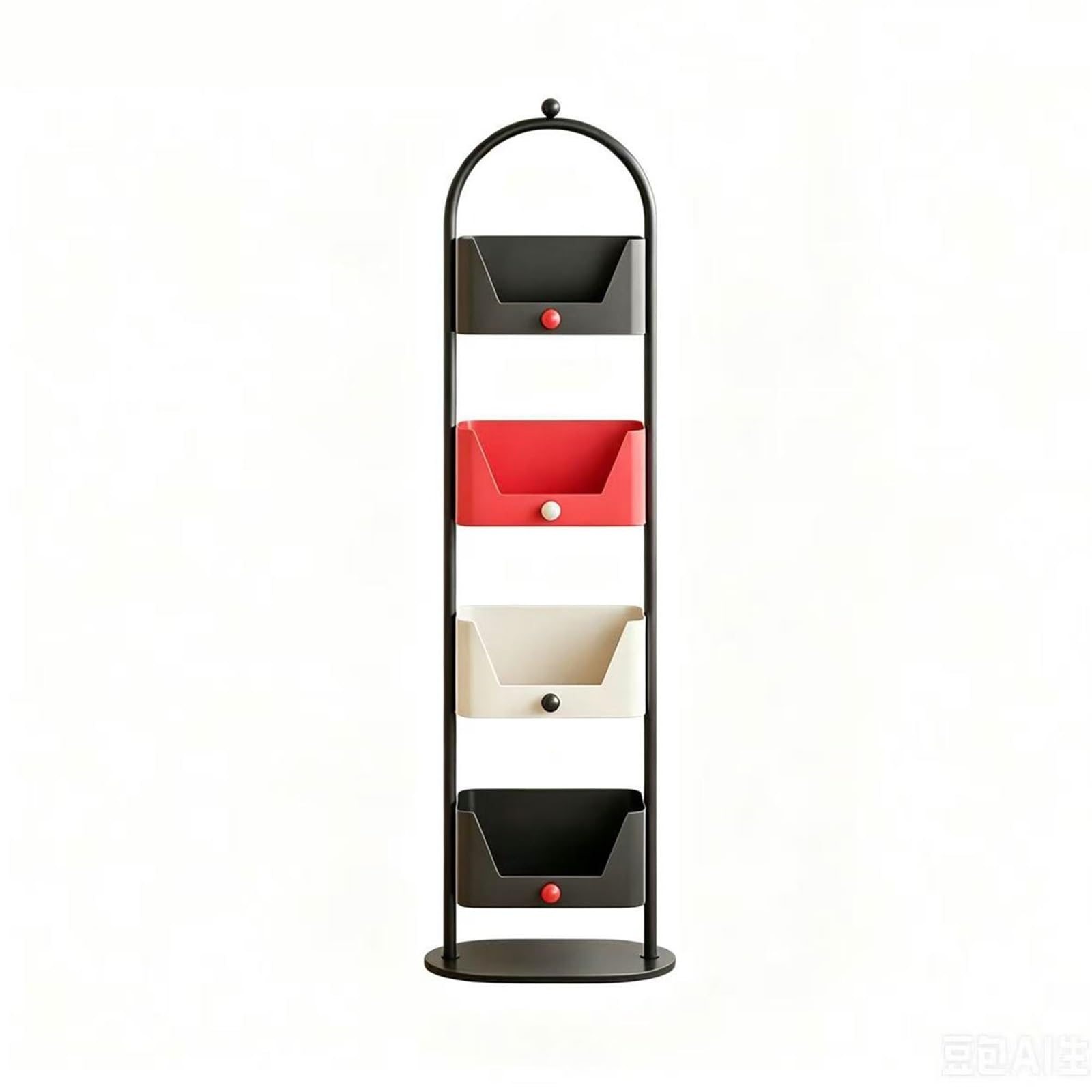 Shihan-2015 Bookcase Minimalist Contrasting Colours Iron Bookshelf with Marble Pedestal Living Room Multi-tier Shelving Display Shelf