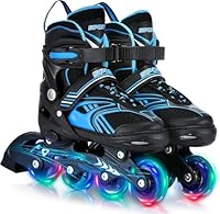 TOMSHOO Inliner, Rollschuhe Inline Roller Skates mit 4 Größen Verstellbar, LED Rädern, Mehrere Größenoptionen, Inlineskates für Kinder Erwachsene Jungen Mädchen