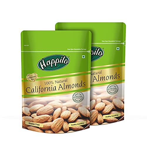 Happilo 100% Natural Premium Californian Almonds, 200g (Pack of 2)