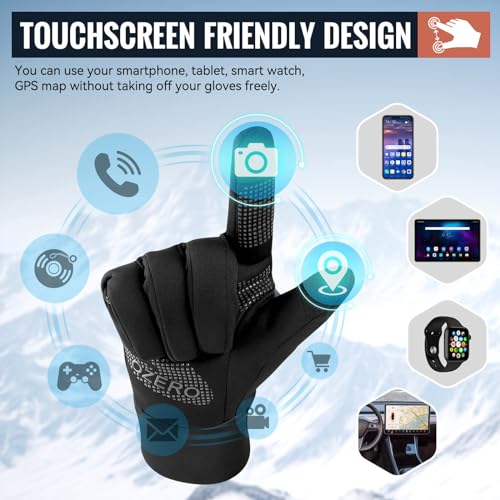 OZERO Winter Warm Gloves for Men: Cold Weather Lightweight Touchscreen Gloves - Thermal Glove Windproof Anti-Slip for Running Cycling Driving(X-Large) - Thumbnail 3