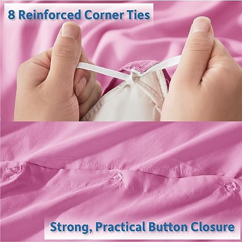 Nestl California King Duvet Cover Set with Comforter Insert - Light Pink 4 Piece 104x98 Duvet Cover & 2 Pillow Shams with White Quilted Down Alternative Comforter, Ultra Soft, All Season
