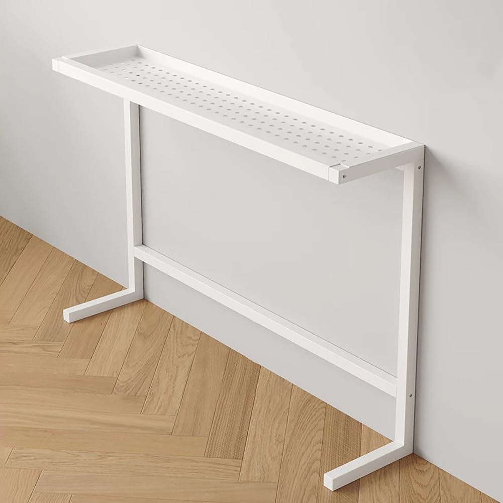 PA-DABAOO Narrow Console Sofa Table,Metal Long Behind Couch Table with 20CM Recessed Desktop,Skinny Storage Cabinet/Bedside Tables,50KG Load Capacity,Carbon Steel Material,100CM