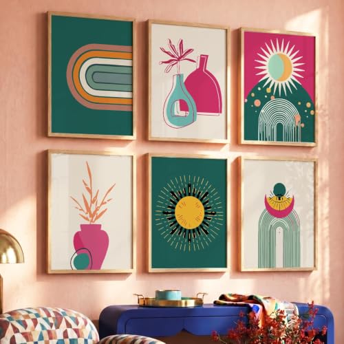 Image of kotart Minimal Boho Paintings with Frame for Home Decor - Painting Wall Decoration - Pack of 6 (14X20 Inch, living room)