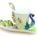 DUSIEC Collectable Fine Arts China Porcelain Tea Cup and Saucer Coffee Cup Peacock Theme Romantic Creative Present (Green)