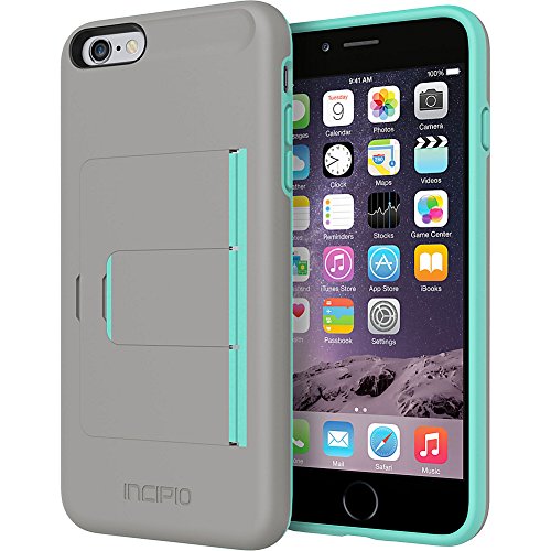iPhone 6S Plus Case, Incipio Stowaway [Kickstand][Credit Card] Wallet Cover fits iPhone 6 Plus, iPhone 6S Plus-Dark Gray/Teal