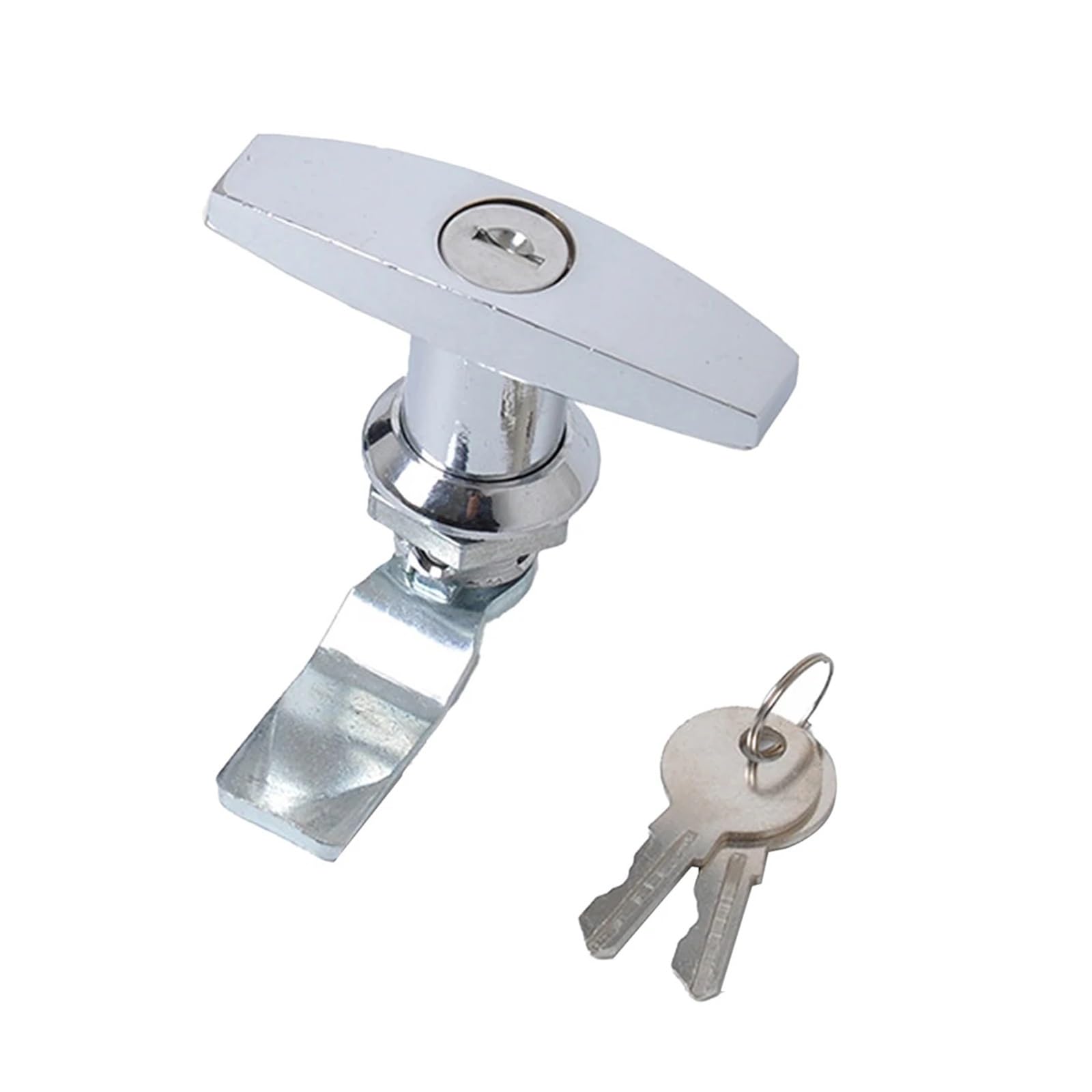 Cam Lock, Universal RV T-Handle Door Lock with 2 Key Trailer Toolbox Drawer Cabinet Door Lock Truck Cap Topper Camper Shell Locking for RV(White)
