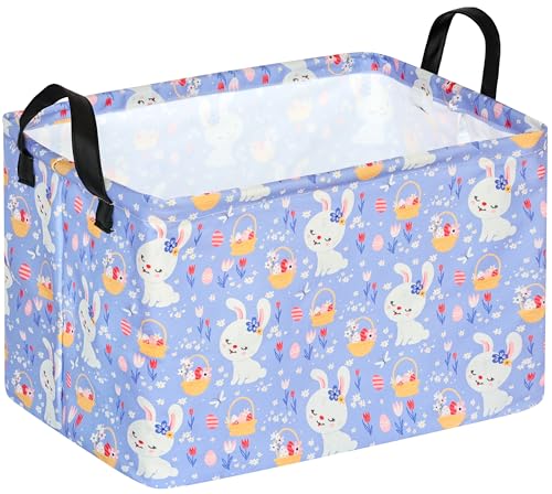 Image of Easter Eggs Gift Rectangle Rabbit Toy Shelf Basket Clothes Laundry Storage Box Storage Bins, Bunny Basket, Laundry Hamper with Handles