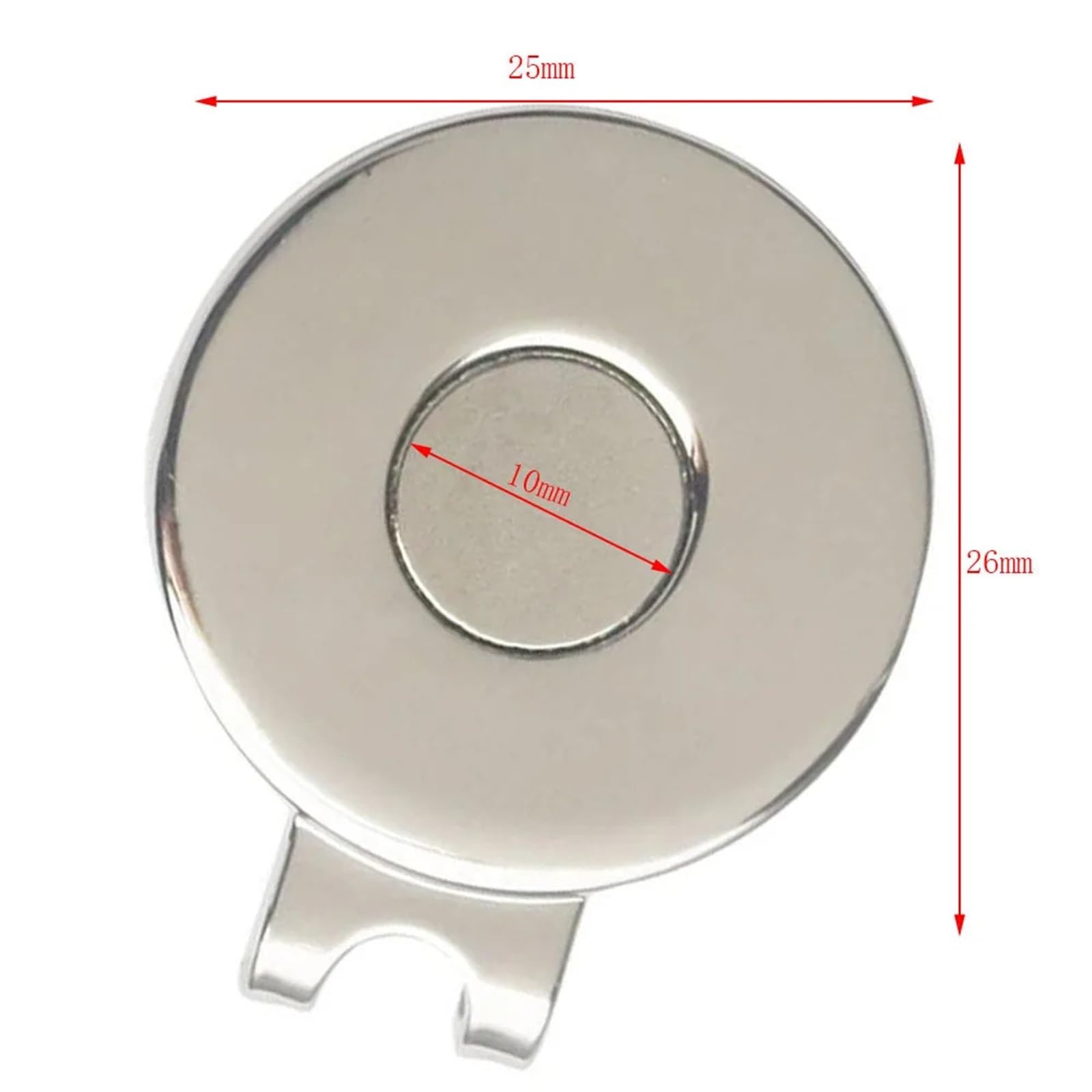 Golfballmarker 10 Stück Zinklegierung Golf Hut Mütze Clip Golfball mit dem Ziel Legierung Magnet Marker Professionelles Training Aids Zubehör 25 mm Silber
