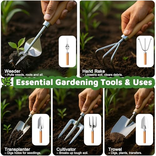 Set de Herramientas de Jardín 10 Piezas con Bolsa Duradera miniatura 3