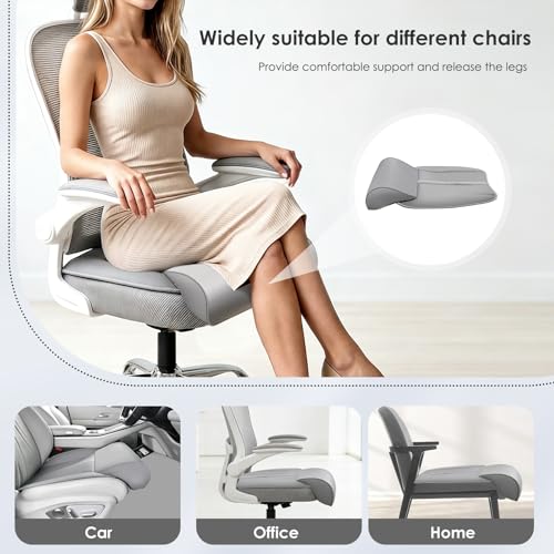 Image of FLORICH Car Seat Extender Leg Support Cushion for Driver Seats Office Chair, Leather Widened seat Cushion for Long Drivers Universal Car Seat Cushion Legs Rest Pads-Grey