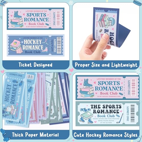 Laffact Valentine's Day Hockey Bookmarks - 120Pcs Cute Heart Ticket Book Club Reading Tracker Bookmarks, Hockey Romance Design Page Marker, Readers Rewards Bookish Gifts for Book Lover Romance Reader