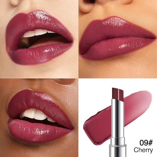 Image of Cherry Wine Honey Tinted Lip Balm for Women, Hydrating Lip Oil Stick Lip Gloss Lipstick for Mature Skin, Sheer Lightweight Moisturizing Lip Tint Balm with Natural Shine, Vegan & Cruelty-Free