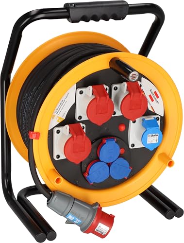 Brennenstuhl Professional Brobusta CEE 4 IP44 Gewerbe-/Baustellen-Kabeltrommel (Kabeltrommel 40m, für den Baustelleneinsatz und den ständigen Einsatz im Außenbereich, BGI 608, Made in Germany)