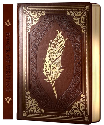 CAGIE 320 Pages Thick Hardcover Journaling Notebooks Vintage Leather Journal for Women Men A5 College Ruled Journals for Writing with Gift Box, 5.7 x 8.3 in, Brown