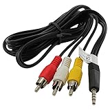 Stereo-Videokabel. Ermöglicht den Anschluss kompatibler Camcorder/Digitalkameras an ein TV-Gerät. 3,5mm Klinkenstecker