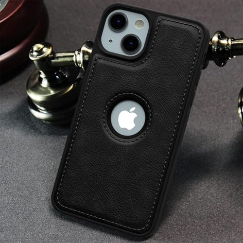 Image of Pikkme Back Cover for iPhone 15 | Pu Leather| Super Soft-Touch | Raised Edges | Camera Protection Bumper Case (Black)