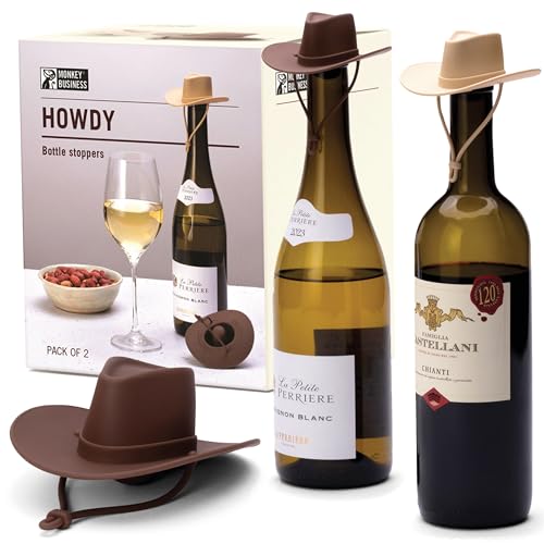Tiny silicone cowboy hats that double as wine stoppers — Western-themed, actually functional, and guaranteed to get a laugh at any dinner party.