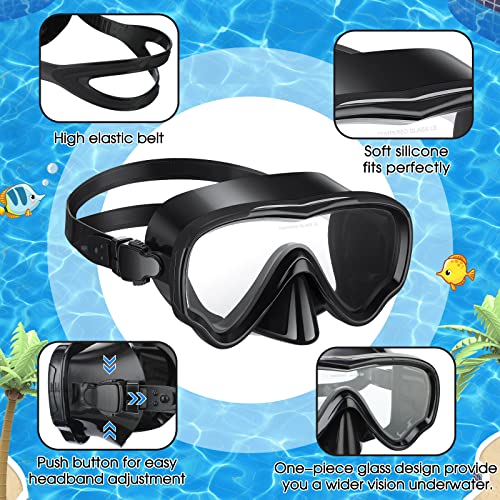 4 Pcs Snorkeling Goggles for Adults Scuba Diving Mask Anti Fog Dive Mask Snorkeling Gear for Men Women Panoramic Swimming Goggles with Nose Cover for Diving, Swimming (Black, Yellow, Blue, Green) - Thumbnail 3