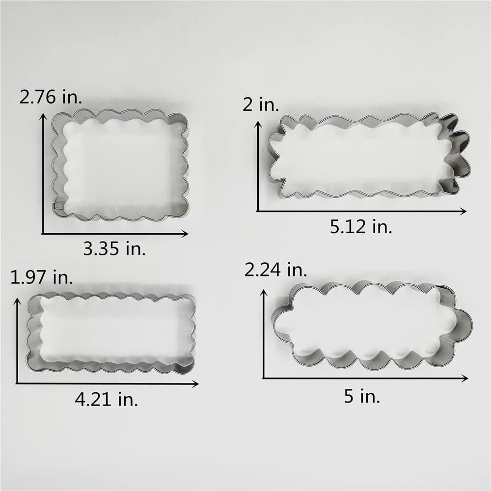 LILIAO Scalloped Edge Cookie Cutter Set of 4-Piece, 4 Different Shapes