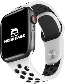 Pulseira de Silicone Nerdcase Compatível com Apple Watch 42mm, 44mm, 45mm e 49mm, Branco e Preto