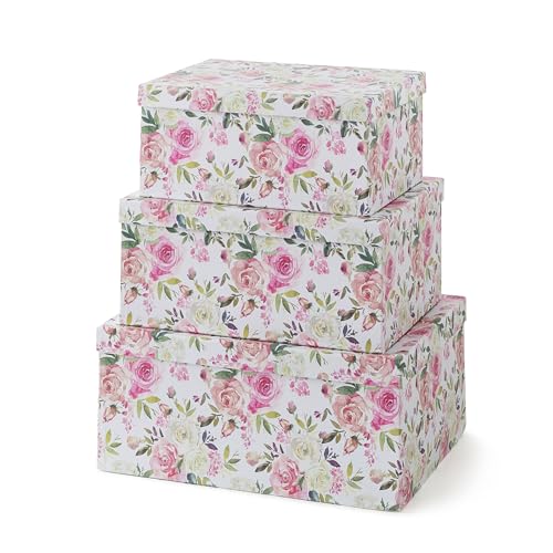 Soul & Lane - Summer Rose Decorative Storage Boxes with Lids, Set of 3