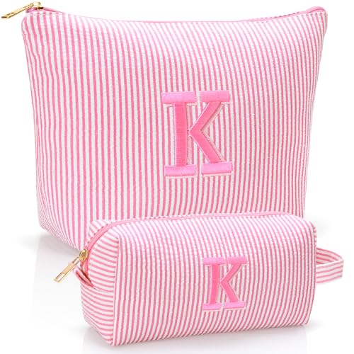 Personalized Initial Makeup Bag Pouch Cute Embroidered Makeup Organizer bag