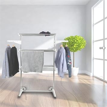 Multi-Function Clothes Hanger Rack Stand 3/4 Layer Foldable Save Space Clothes Dryer Vertical Floor Stand
