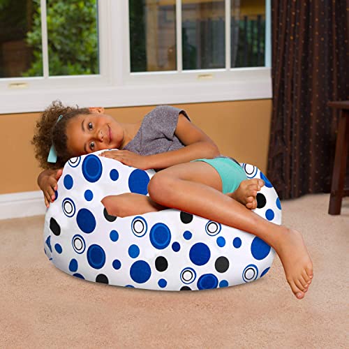 Posh Creations Bean Bag Chair For Kids, Teens, And Adults Includes Removable And Machine Washable Cover, Canvas Bubbles Blue And White, 27In - Medium #TOP3