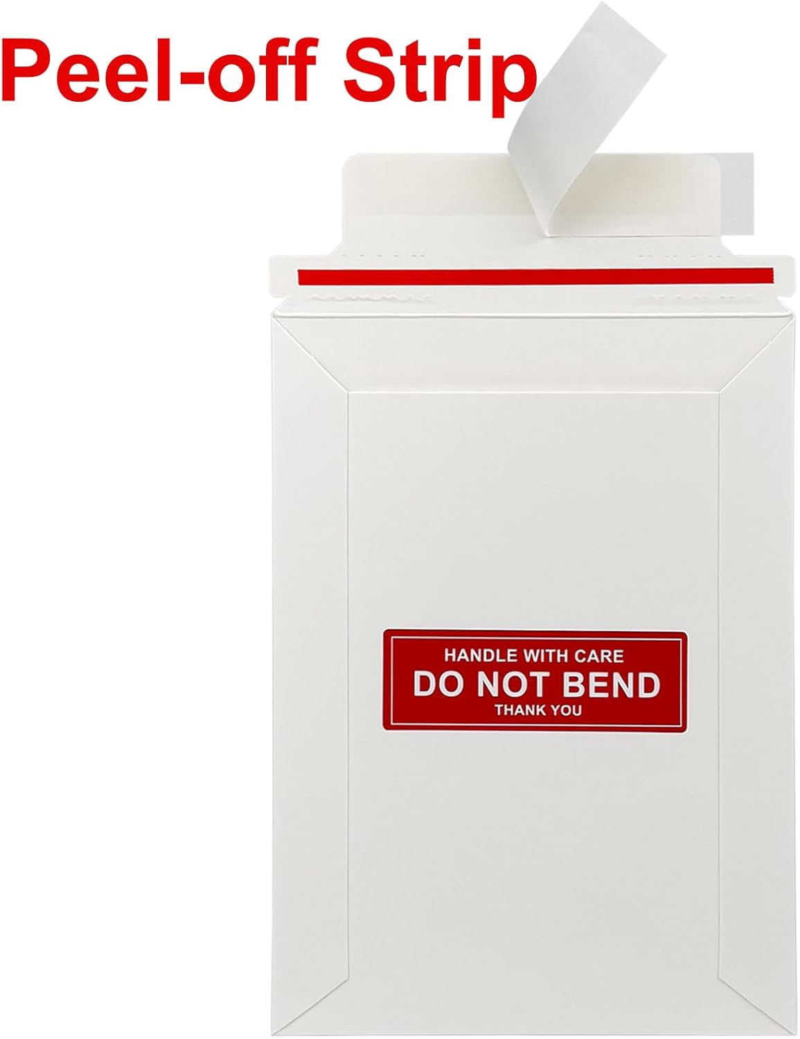 100 Pack 5x6.9" Rigid Mailers Cardboard Envelopes, 400GSM Photo Mailers Shipping Envelope with "DO NOT BEND" Labels, Small Stay Flat Self Seal Document Envelope for Trading Cards- White