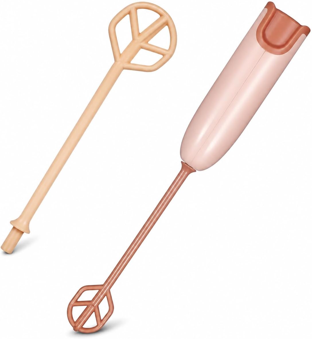 Portable Baby Bottle Mixer with 1 Stirring Rods, Battery Powered Milk Powder Stirrer for Feeding Bottle Prep, Compact Handheld Drink Blender for Coffee, Matcha, Protein Powder, Light Brown
