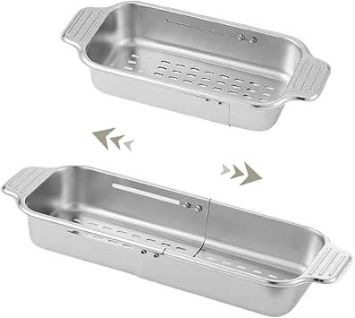 Extendable Over the Sink Colander Strainer Basket, Stainless Steel Retractable Kitchen Sink Basket - Wash Vegetables, Fruits, Drain Pasta and Dry Dishes L