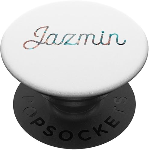Jazmin - Blanco minimalista verde azulado rosa personalizado nombre PopSockets PopGrip agarre intercambiable para teléfonos y tabletas