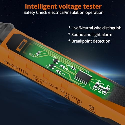 Proster Berührungsloser Spannungsprüfer mit Doppelbereich 12-1000V/48-1000V einstellbare...