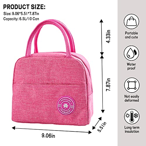 Hubako Small Portable Cute Lunch Bag For Kids, Mini Insulated Children Lunch Box Reusable Student Lunch Tote Bag With Front Pocket For Boys Girls, Durable Lunchbag For School Picnic Office Work ,Pink #TOP1