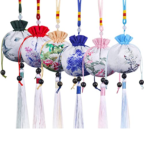 6 bolsas sachet chinas de brocado con cierre de cordón miniatura 1