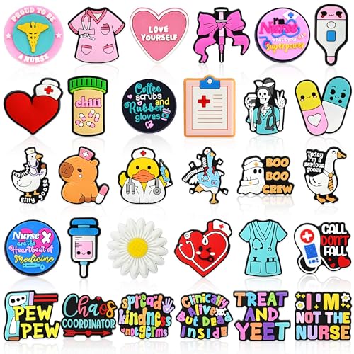 30PCS Nurse Pins for Backpack Funny Nursing Pins Bulk Cute Nurse Badge Pin for Jackets/Hats/Bags Nurses Gift