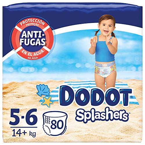 Dodot Pañales Bebé Bañador Splashers, Talla 5-6 (+14 kg), 80 Pañales Desechables con Protección Anti-Fugas en el Agua