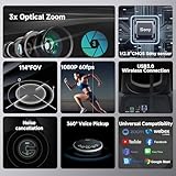 TONGVEO 5.8GHz Wireless Conference Room Camera system with Bluetooth Microphone,3X 60fps PTZ Camera for Worship Online Conference, Works with Zoom, Skype OBS Easy to Set Up（50ft Tx Dist.） - Image 3