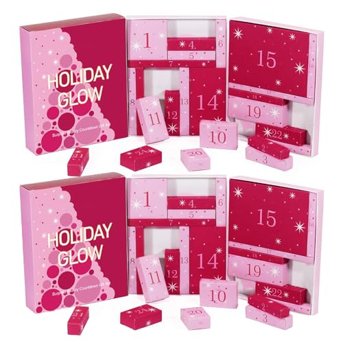Calendario de Adviento de belleza 2025, paquete de 2 kits de maquillaje, calendario de cuenta regresiva, caja de regalo de sorpresas cosméticas, caja de herramientas de maquillaje de 24 días para