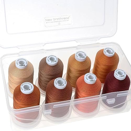 Image of New brothread 100% Mercerized Cotton Threads with Box -8xCoffee