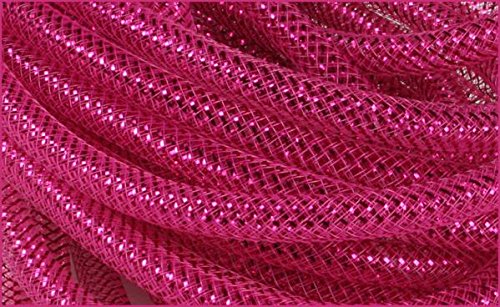 Deco Mesh Flex Tubing with Metallic Foil (Hot Pink) 8mm x 30 Yards : RE300450