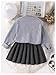 WDIRARA Girl's 2 Piece Cute Knit Fall Outfits Bow Cardigan and Pleated Knit Skirt Sets Light Grey 11Y