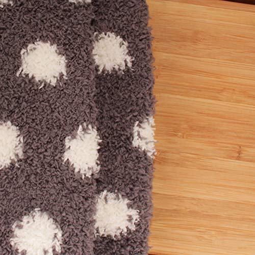 Image of BambooMN Women's Fuzzy Knee High Socks - Polka Dots and Solid Colors - 2 Sizes - 1 Pair Pack